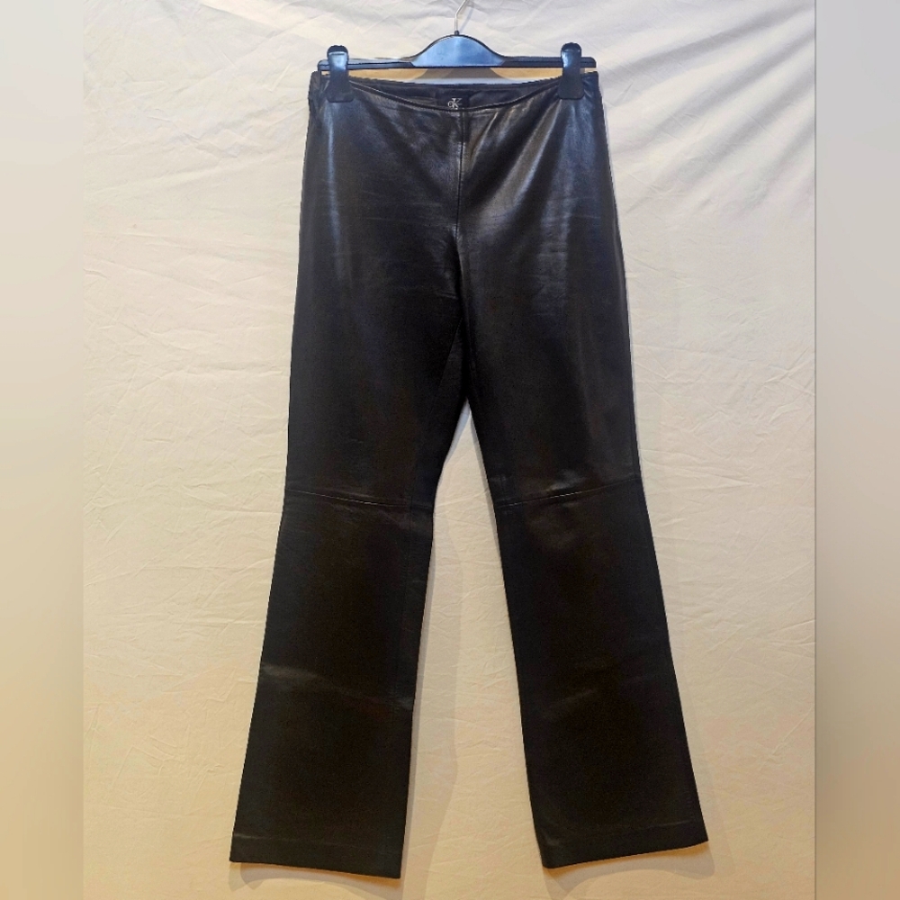 CK CALVIN KLEIN Black Genuine Leather Pants (Size US 6 / EU 42)